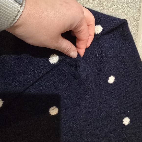 CASHMERE Philosophy Polka Dot Sweater Crew Neck Navy Blue White Small Medium - Picture 8 of 14